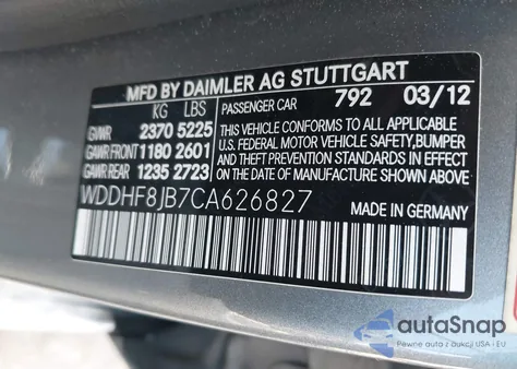 2012 Mercedes-Benz E 350 4Matic z USA, uszkodzony, nr VIN WDDHF8JB7CA626827